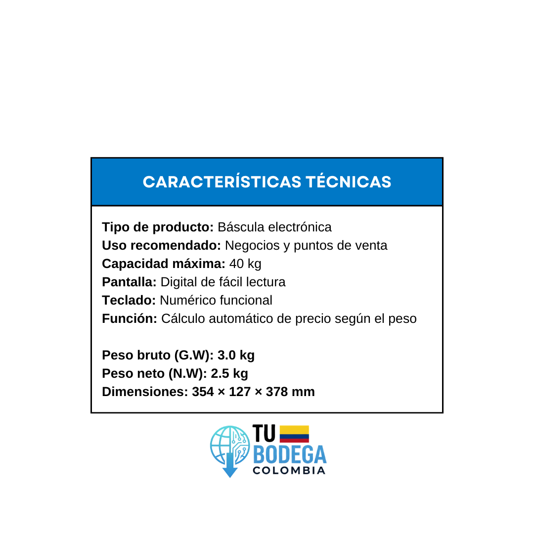 bascula para tienda digital con calculador de precios