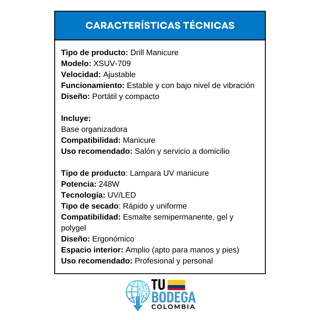 Combo Pulidor-Drill de unas y Lampara ultravioleta SUN BT-16