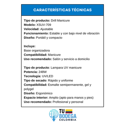 Combo Pulidor-Drill de unas y Lampara ultravioleta SUN BT-16