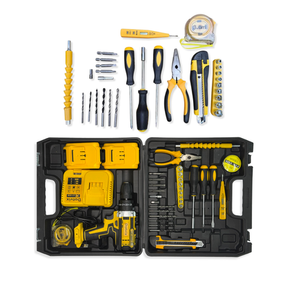 Kit Taladro inalambrico con caja de herrameintas