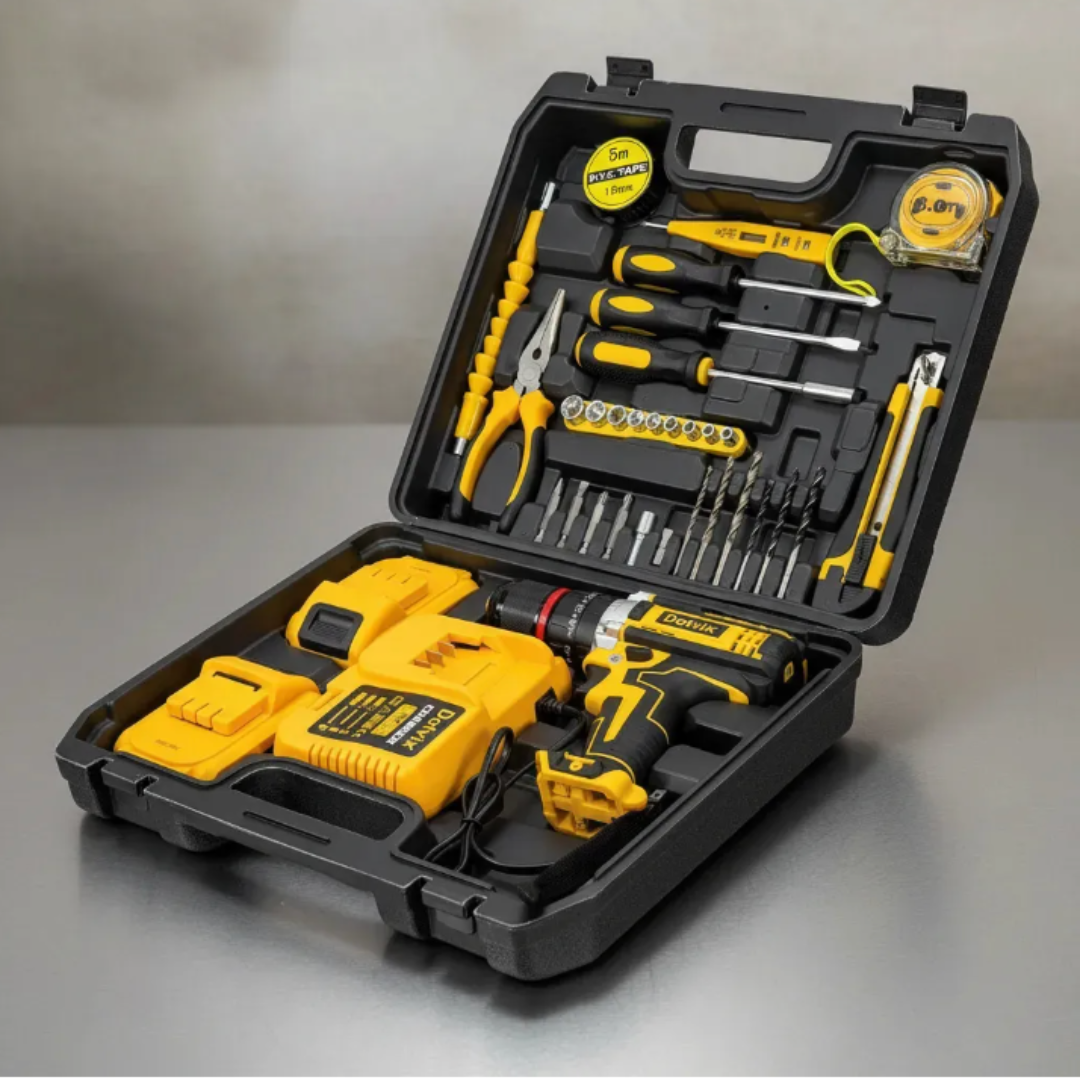 Kit Taladro inalambrico con caja de herrameintas