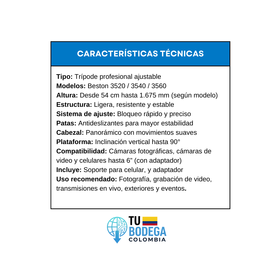 Tripode Para Camara Beston 3520