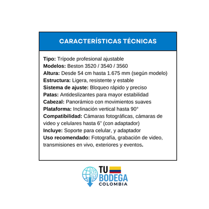 Tripode Para Camara Beston 3520